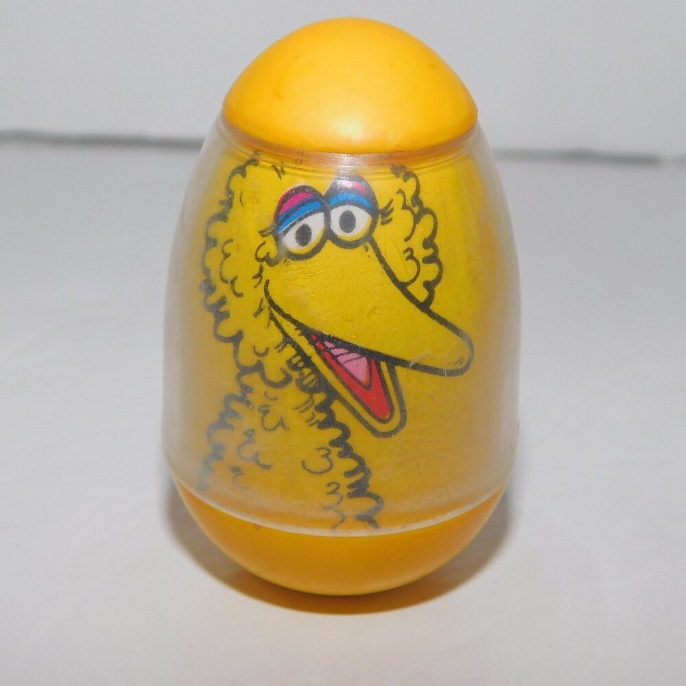 Sesame Street Big Bird Weeble Wobble VTG 1982 Hasbro Yellow